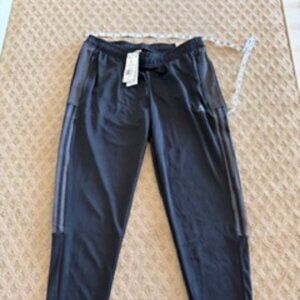 NWT adidas Tiro Black Gray Women's Track Pants L Zip Pocket Tapered Leg
